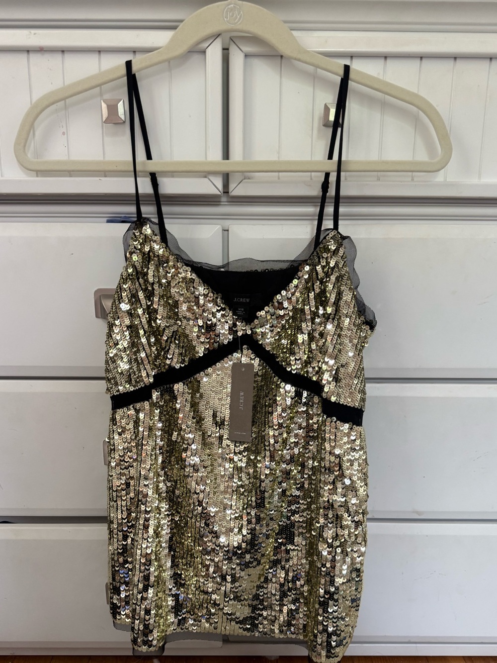 J. Crew Gold Sequin Spaghetti Strap Tank Top
